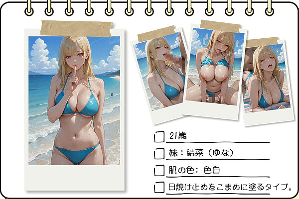 双子ビーチ〜白黒姉妹にビーチで中だし 画像2