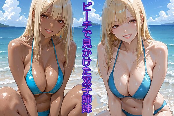 双子ビーチ〜白黒姉妹にビーチで中だし 画像3