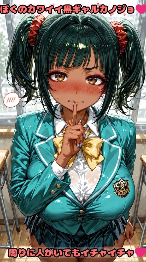 ムッチムチ黒ギャルカノジョ みんなの前でも二人きりの時もラブラブ 画像1