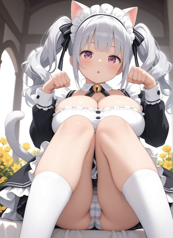 見上げた猫耳メイドパンツ・見上げたこっそり見る座り制服パンツ・見上げた黒ギャル制服パンツ 画像2