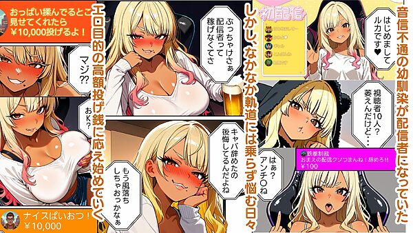 【投げ銭NTR】幼馴染は黒ギャル底辺配信者・成金野郎との濃厚SEX実況中・泣きながらも勃起してシコってしまう 画像2