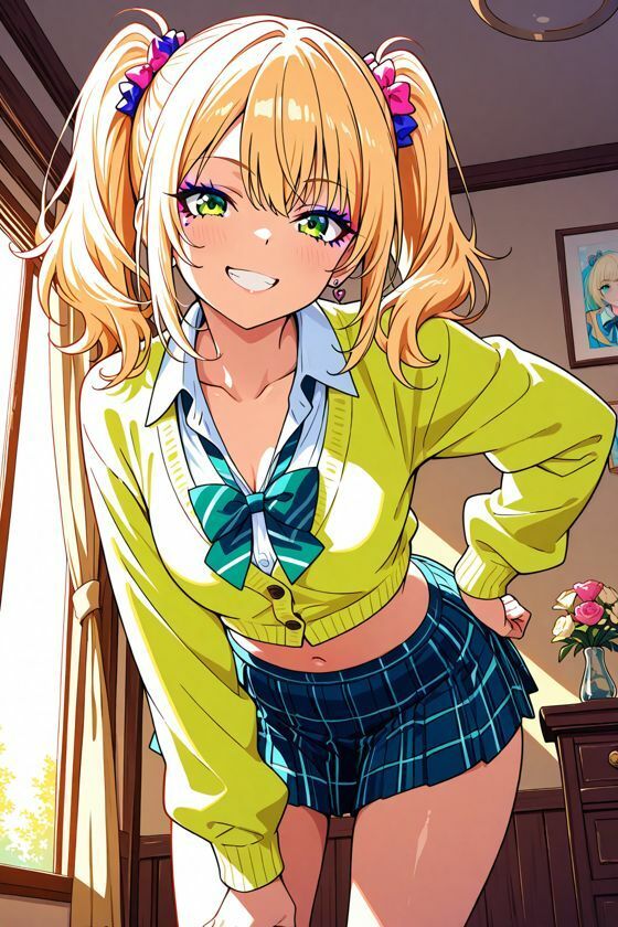 【AI CG集】金髪ギャルの誘惑 画像1